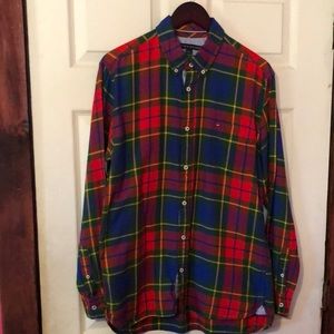 Tommy Hilfiger Multicolor Custom Fit Pocket Plaid Flannel Shirt Mens Large L